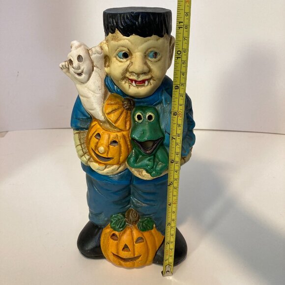 Vintage 90s Frankenstein Halloween Figurine Candle Light Ceramic Decoration - Picture 2 of 11